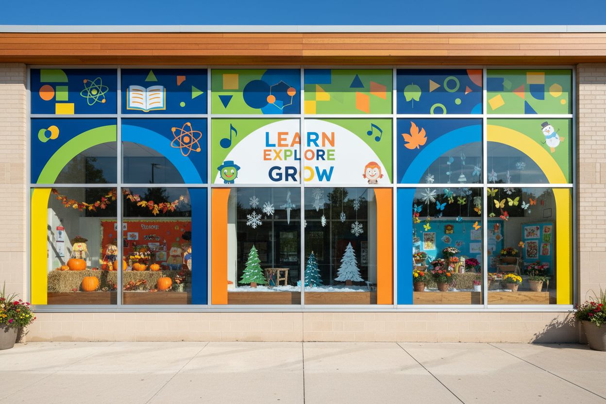 School with Window Graphics